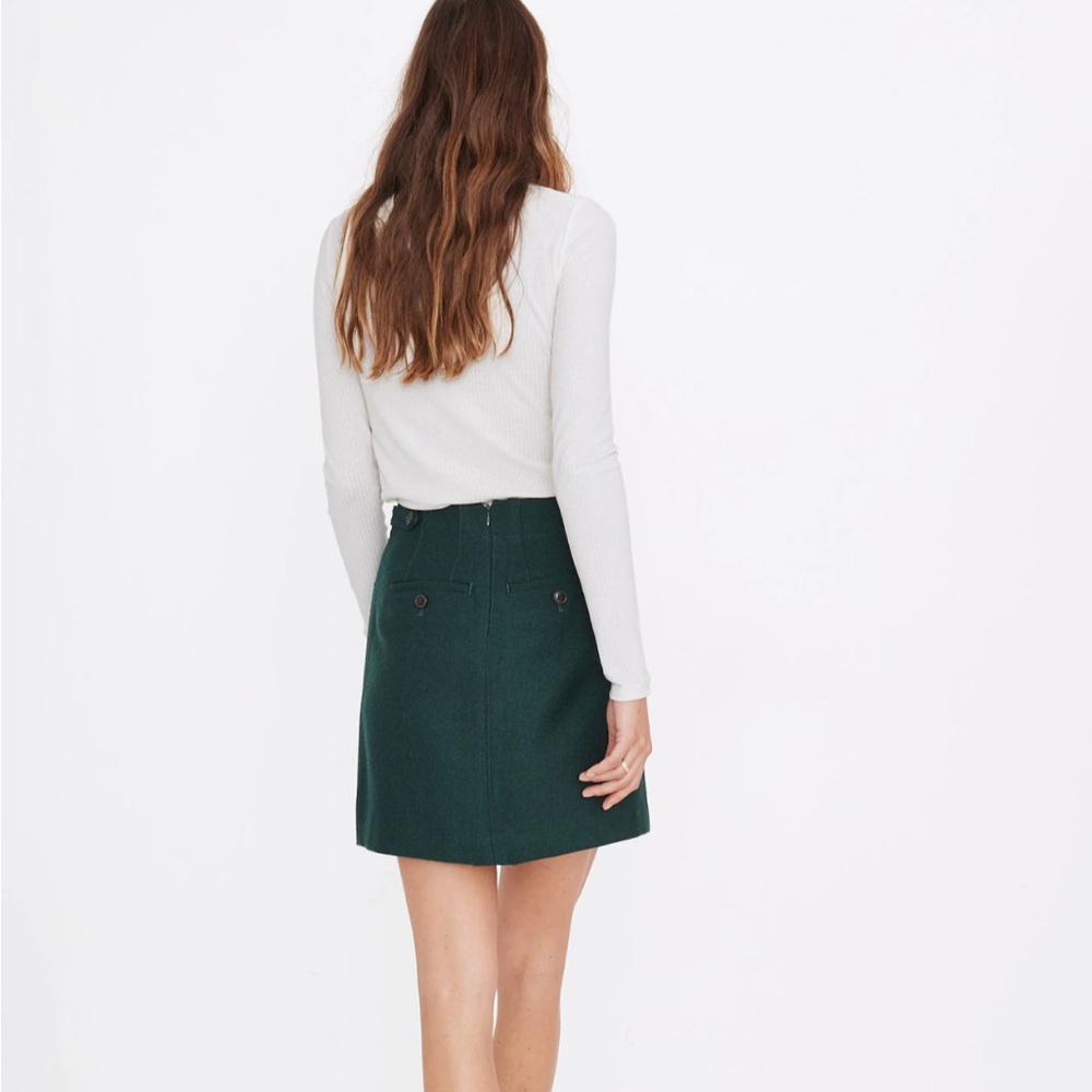 Madewell Assembly A-Line Skirt Size 4 Wool Blend Dark Green Lined Fall Winter - Picture 4 of 16